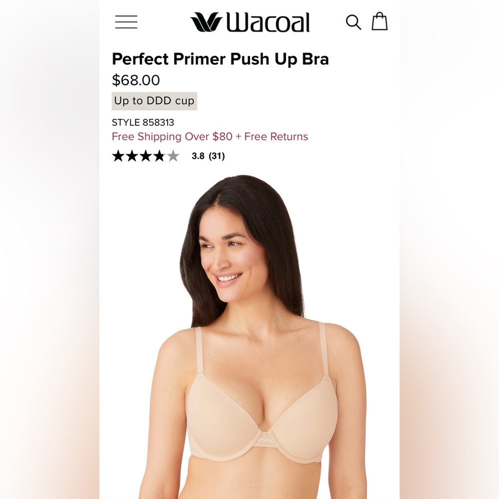 Wacoal Perfect Primer Push-Up Bra in BLACK, 32DD